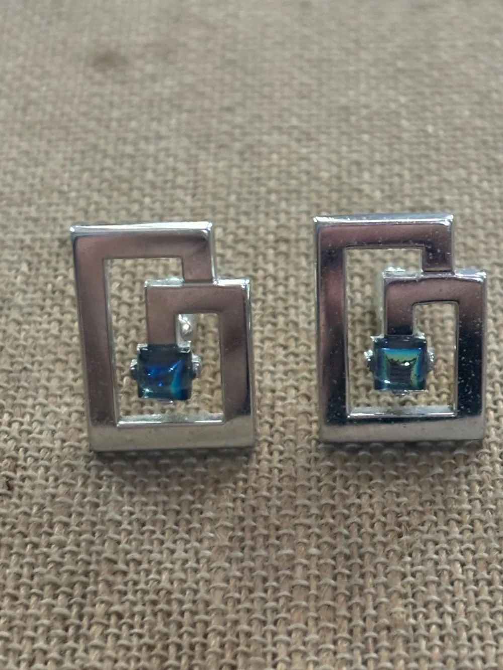 Swank geometric Greek key cuff links